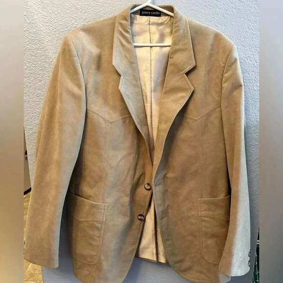 Vintage Pierre Cardin Suede Or Cashmere Beige Blazer Size 42mens Large - Picture 1 of 12
